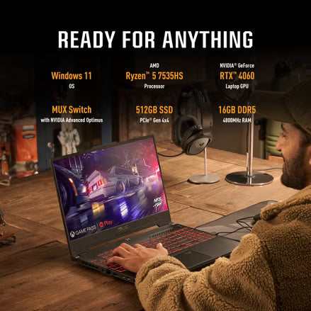 Asus Laptop A15 Tuf Gaming FA507NV-EH53 AMD Ryzen 5 7535HS,RTX 4060 8GB,16GB RAM,512GB SSD 15.6 Asus Laptop A15 Tuf Gaming FA507NV-EH53 AMD Ryzen 5 7535HS,RTX 4060 8GB,16GB RAM,512GB SSD 15.6